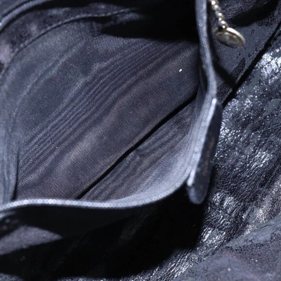 GUCCI Bamboo Shoulder Bag Leather 2way Black Gold Auth - Picture 11 of 16